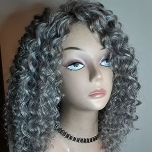 New Handmade Beach Curl Crochet Wig color …#Gray